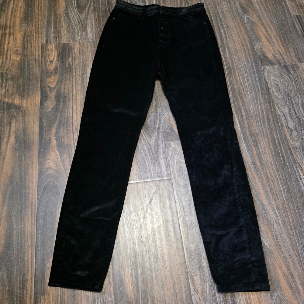 DL1961 Chrissy Ankle Ultra High Rise Instasculpt Velvet Button Jeans Black 28